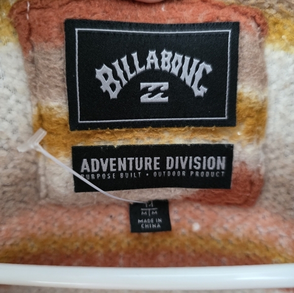 Billabong Switchback Striped Fleece Sweater Womens Sz M Sherpa Snap Up Mock Neck - Picture 4 of 4